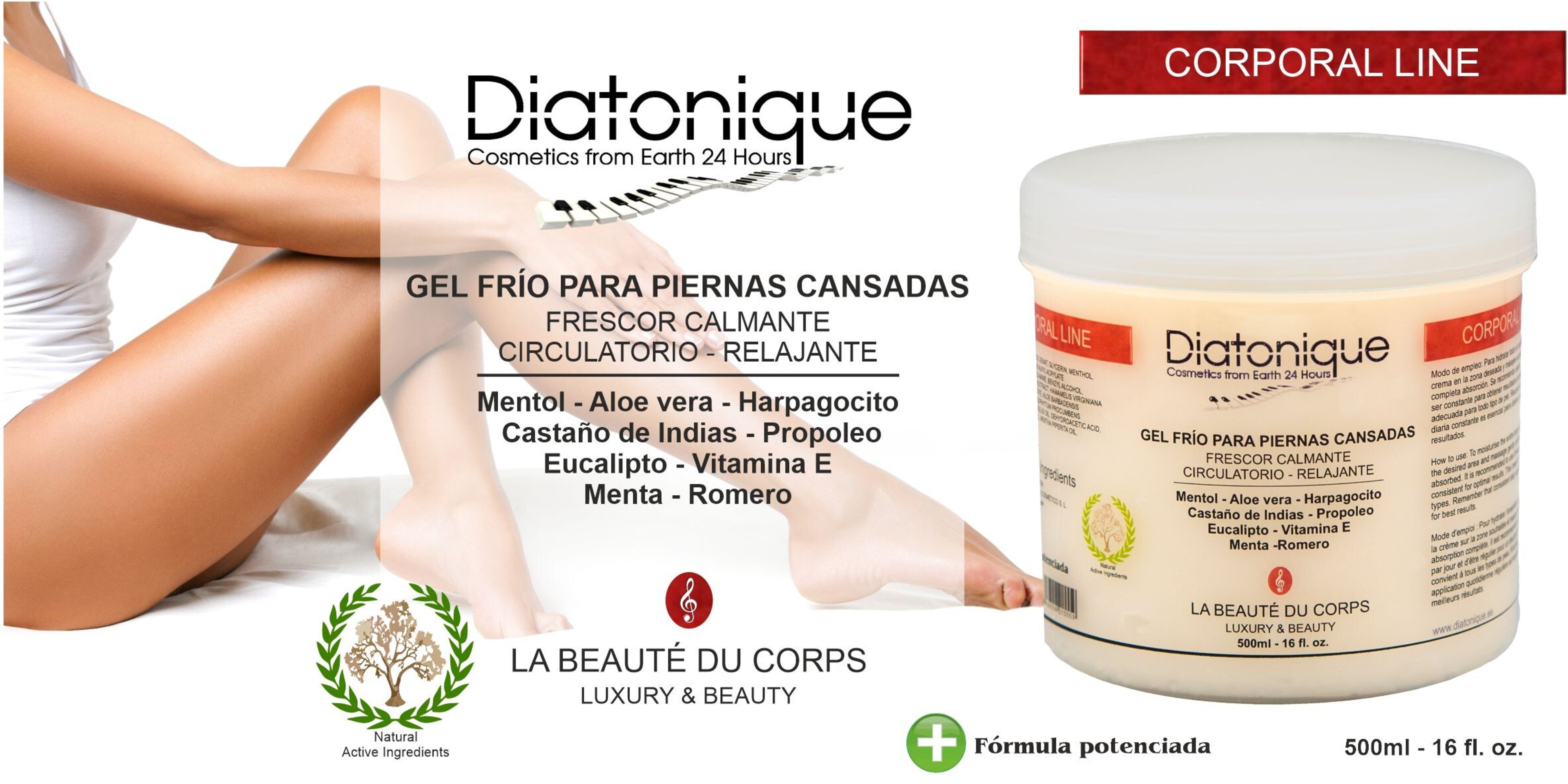 GEL FRÍO Piernas Cansadas Mas Plus Diatonique 500 ml - Alivio al Instante - 5