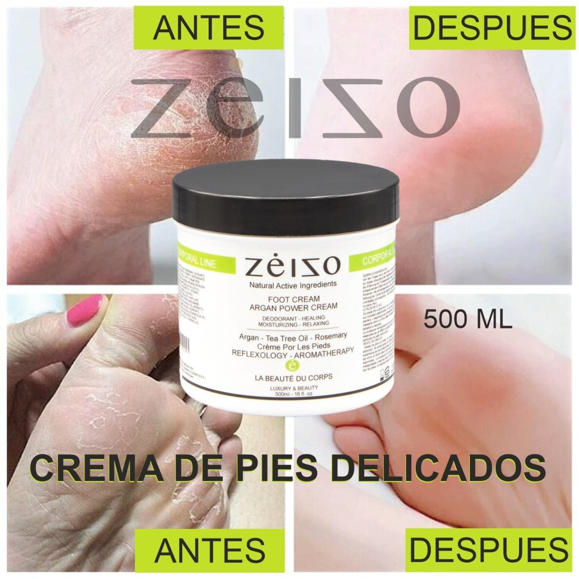 Crema de pies delicados con aceite de argán - Aromaterapia 500 ml Zeizo - 2
