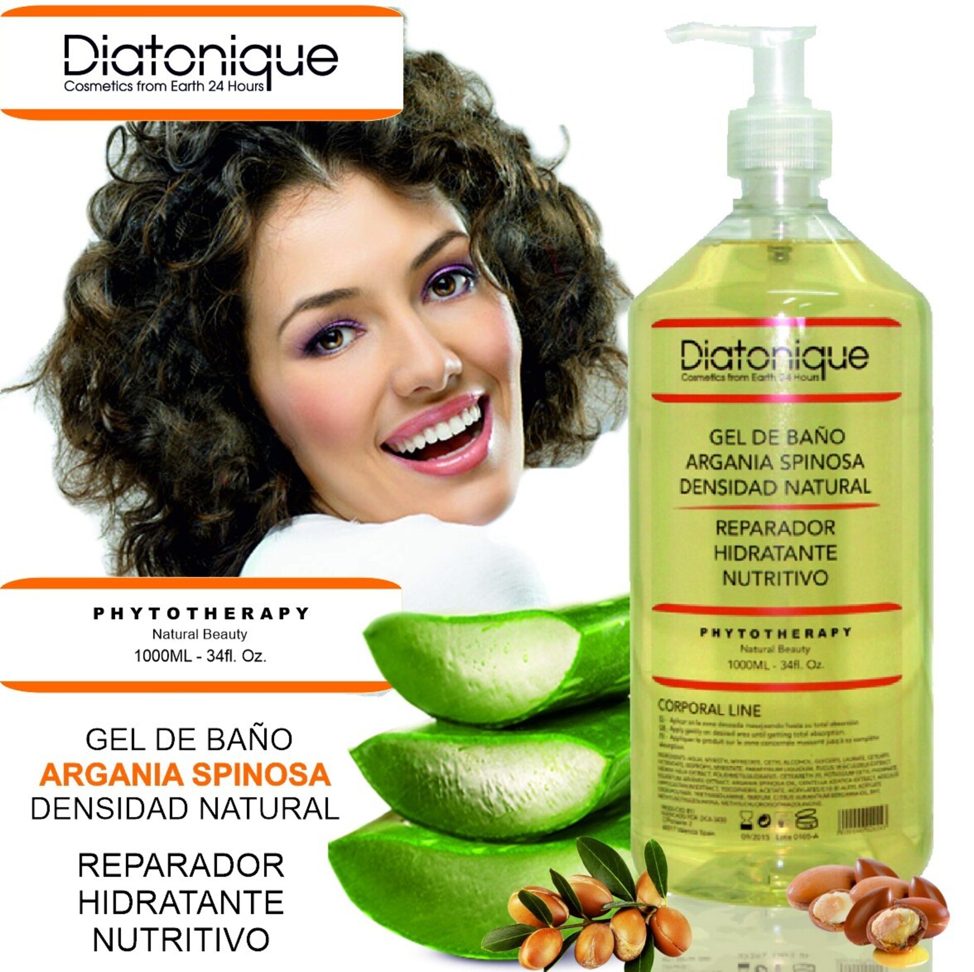 Gel de Ducha Argán Argania Spinosa Diatonique 1000 ml - Suavidad y regeneración - 3
