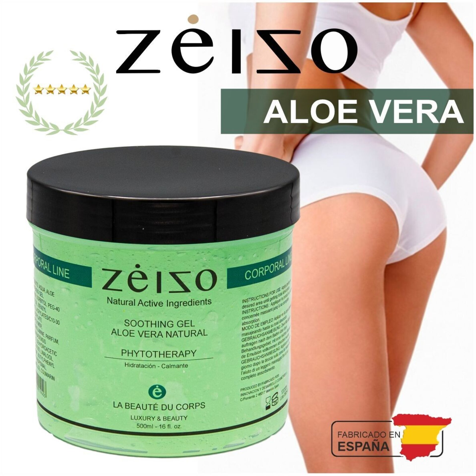 Gel Aloe Vera Verde Zeizo para Hidratación Intensa y Cuidado Natural de la Piel - 4