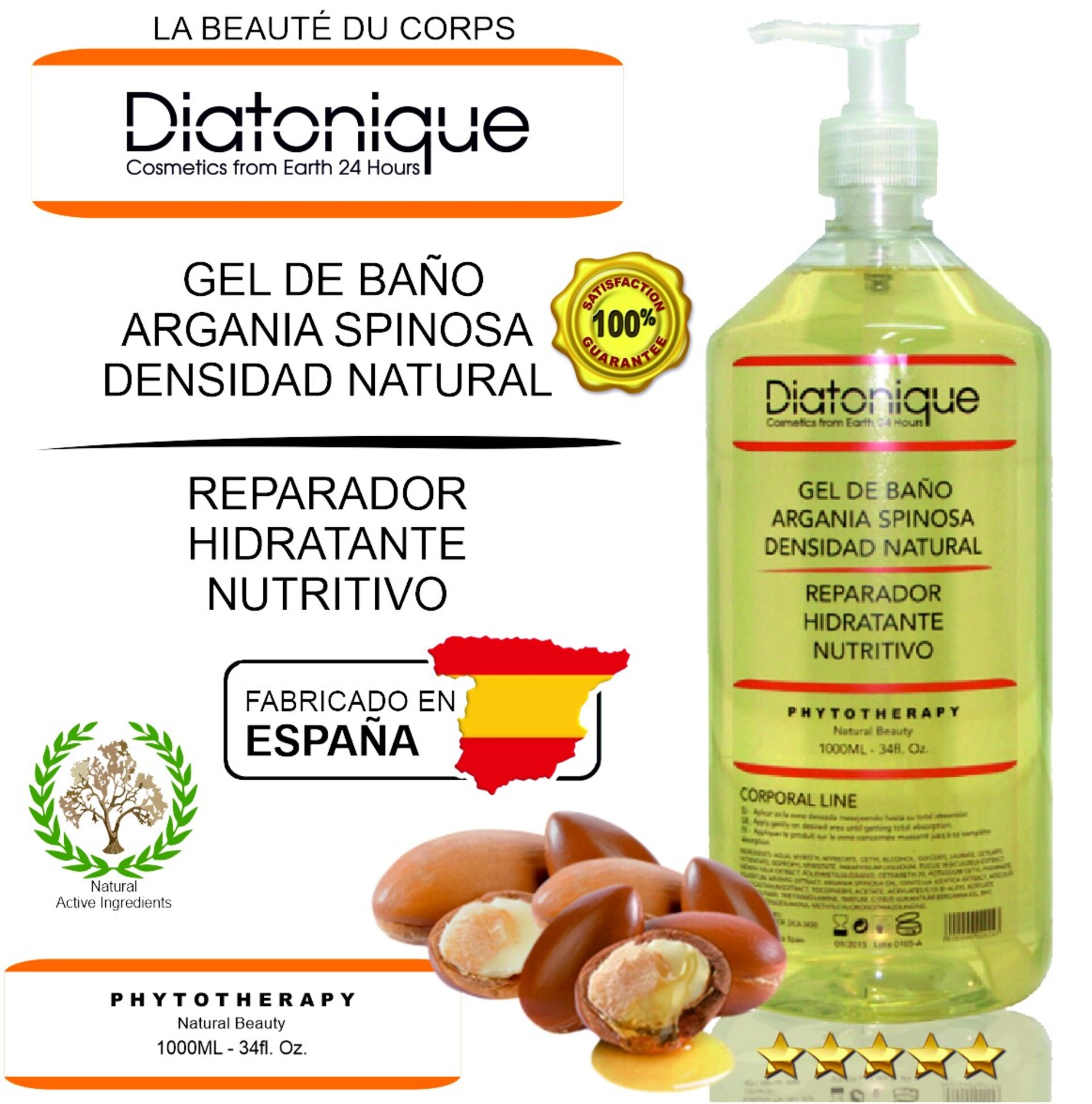 Gel de Ducha Argán Argania Spinosa Diatonique 1000 ml - Suavidad y regeneración - 4