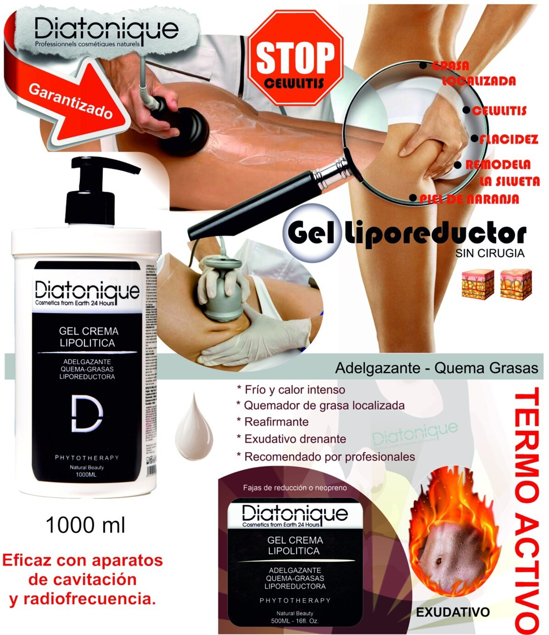 Gel Slim Liporeductor Quema Grasas - Diatonique - Vientre Plano -  1000 ML - 2