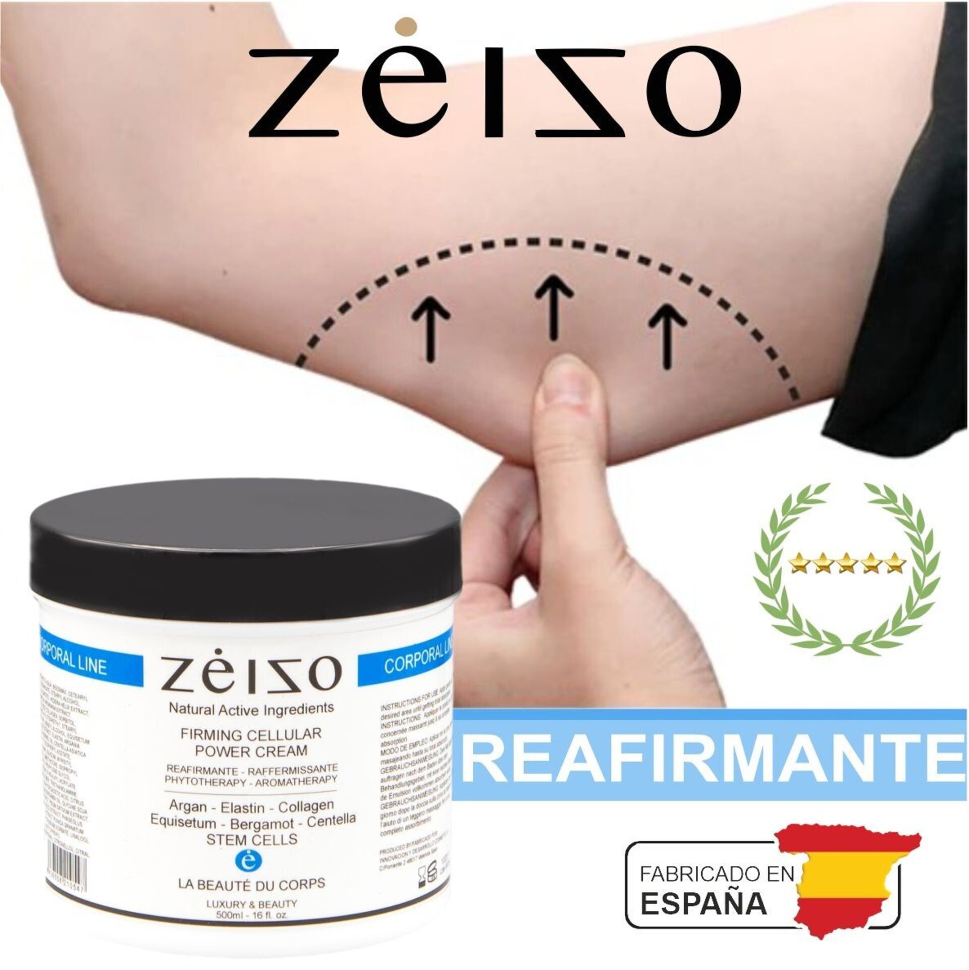Crema Reafirmante Corporal Silueta con Células Madre y Argán 500ml - Zeizo - 2