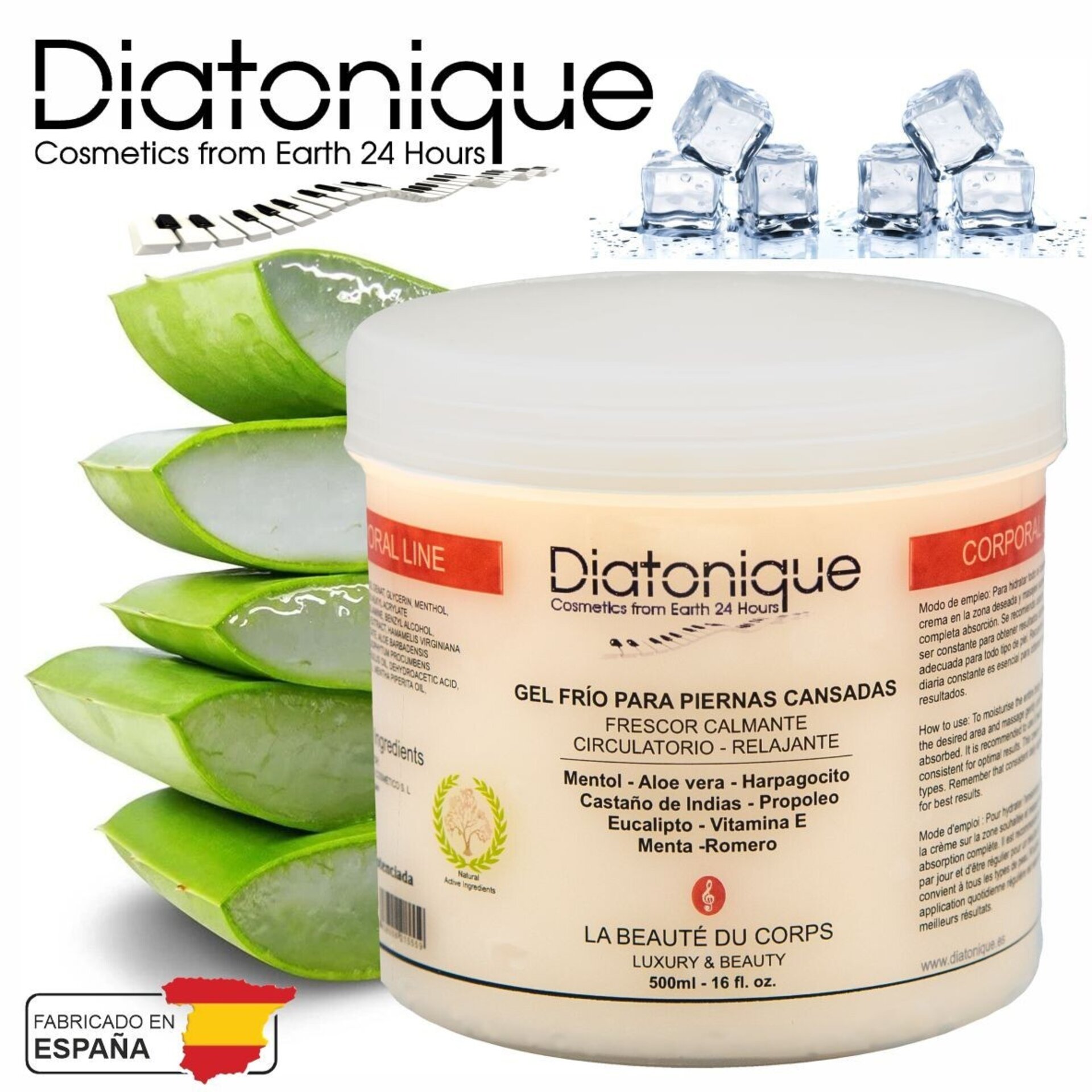 GEL FRÍO Piernas Cansadas Mas Plus Diatonique 500 ml - Alivio al Instante - 2