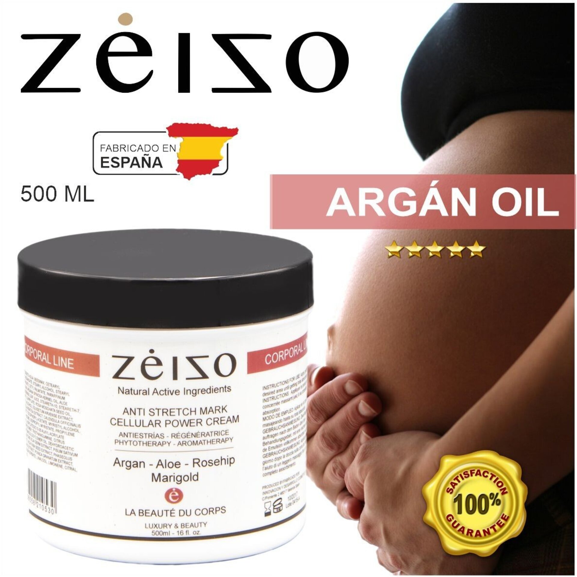 Crema Antiestrías corporal con Células Madre y Argan 500 ml -Zeizo - 4