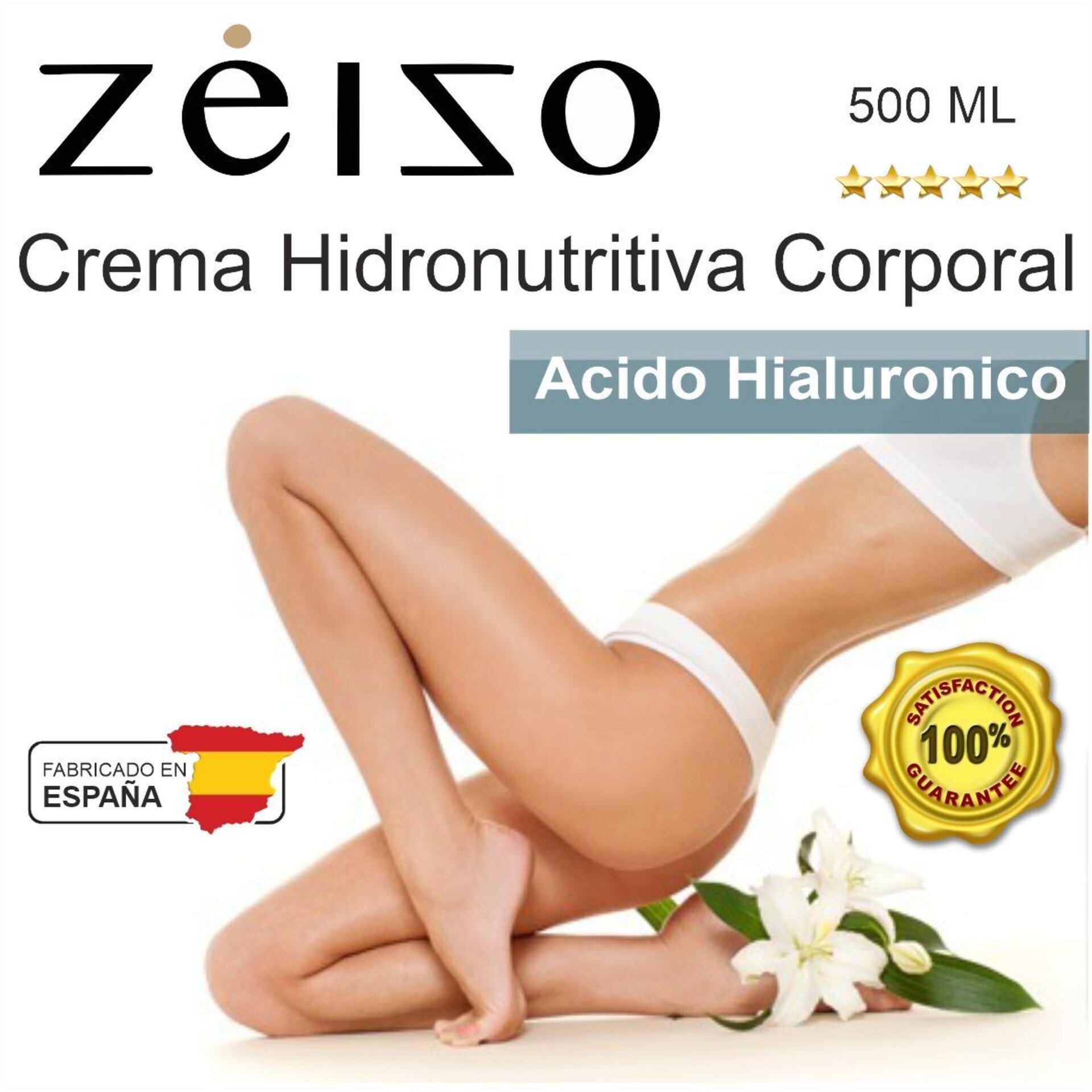 Crema Corporal Hidro nutritiva Anti-edad con Acido Hyaluronico 500ml - Zeizo - 4