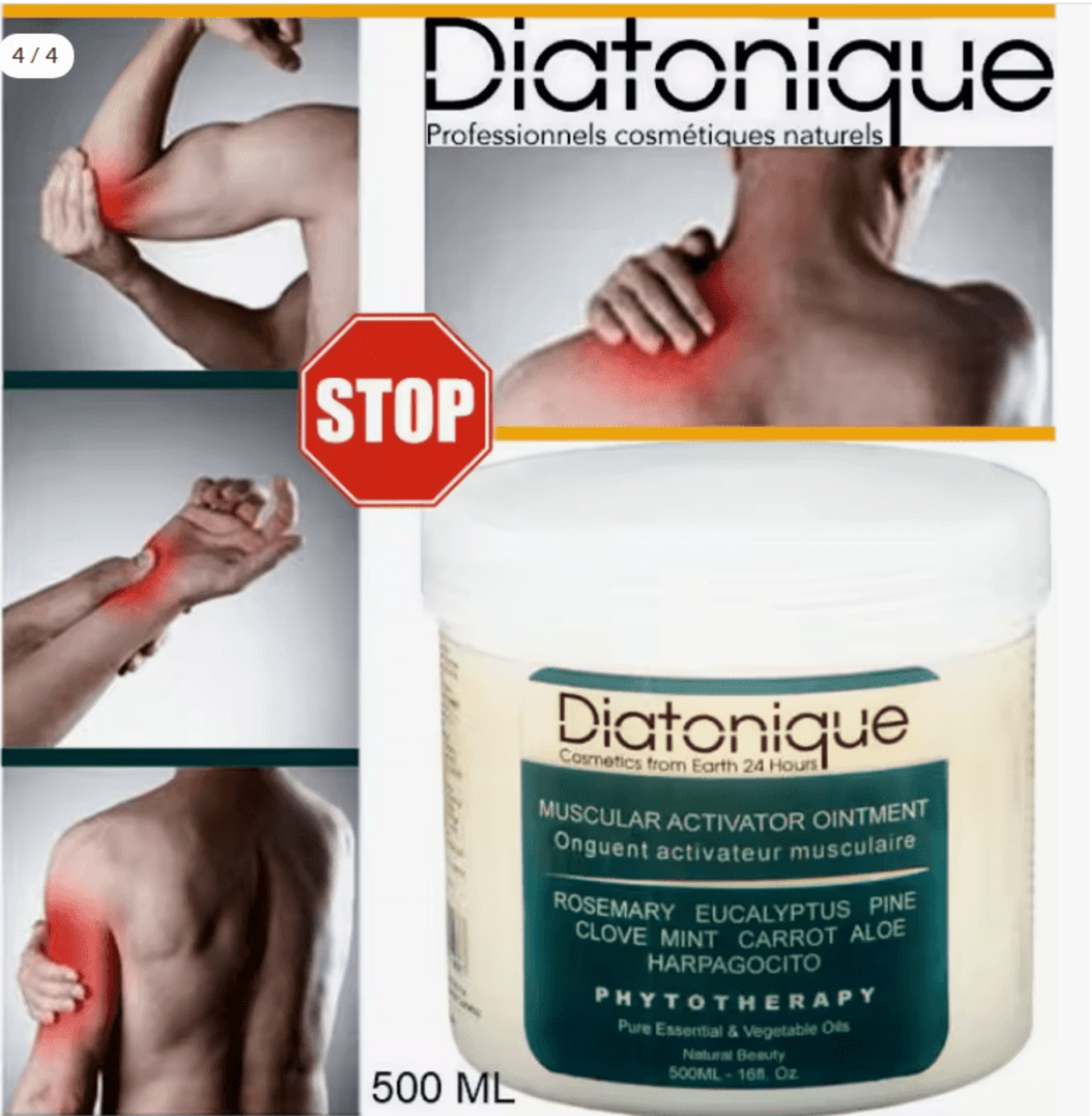 Crema Muscular de calentamiento y entrenamiento 500 ml Diatonique - 3