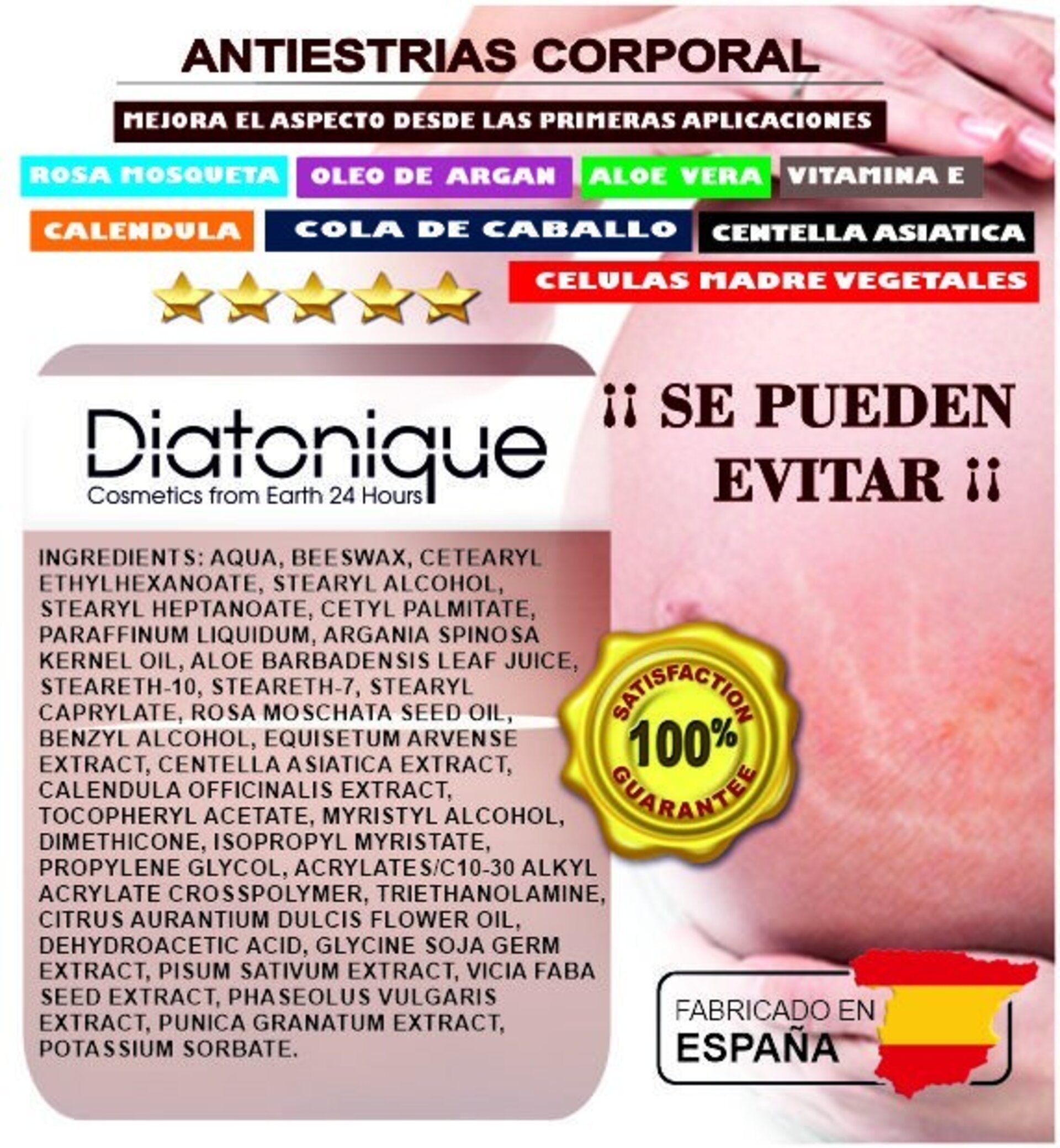 Diatonique Crema Anti-estrías 500 ml con aceites vegetales y células madre - 4