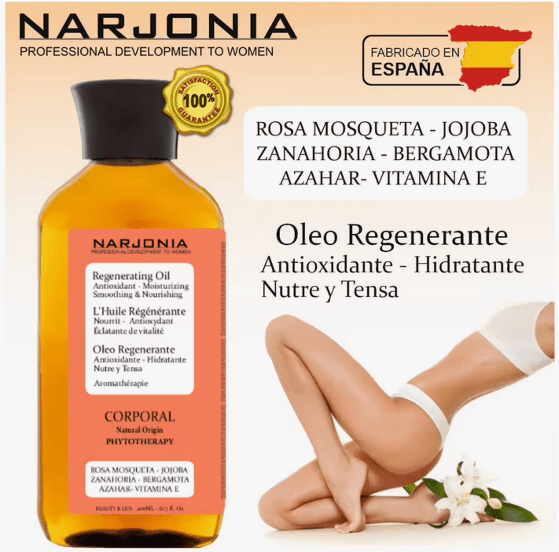 Narjonia Cosmetics - Oleo de Baño Intensivo Regenerador de Naranja. 200 ml - 3