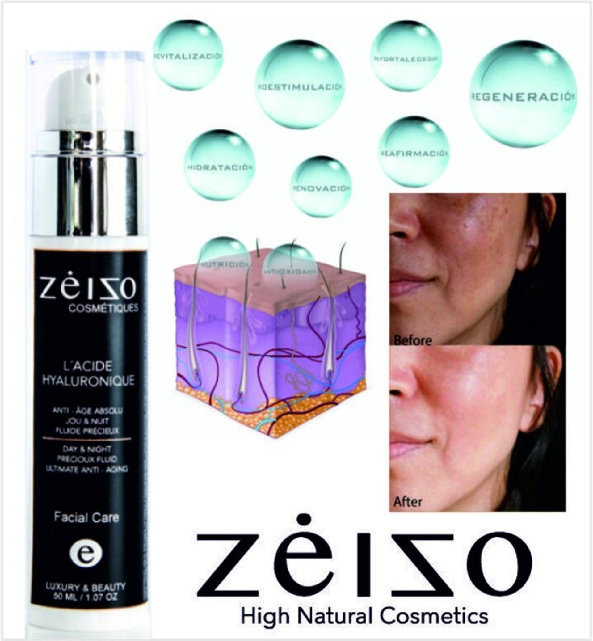 Pack Crema Hialurónica Intensiva Premium 50 ml + Suero Elixir 30 ML Zeizo - 4