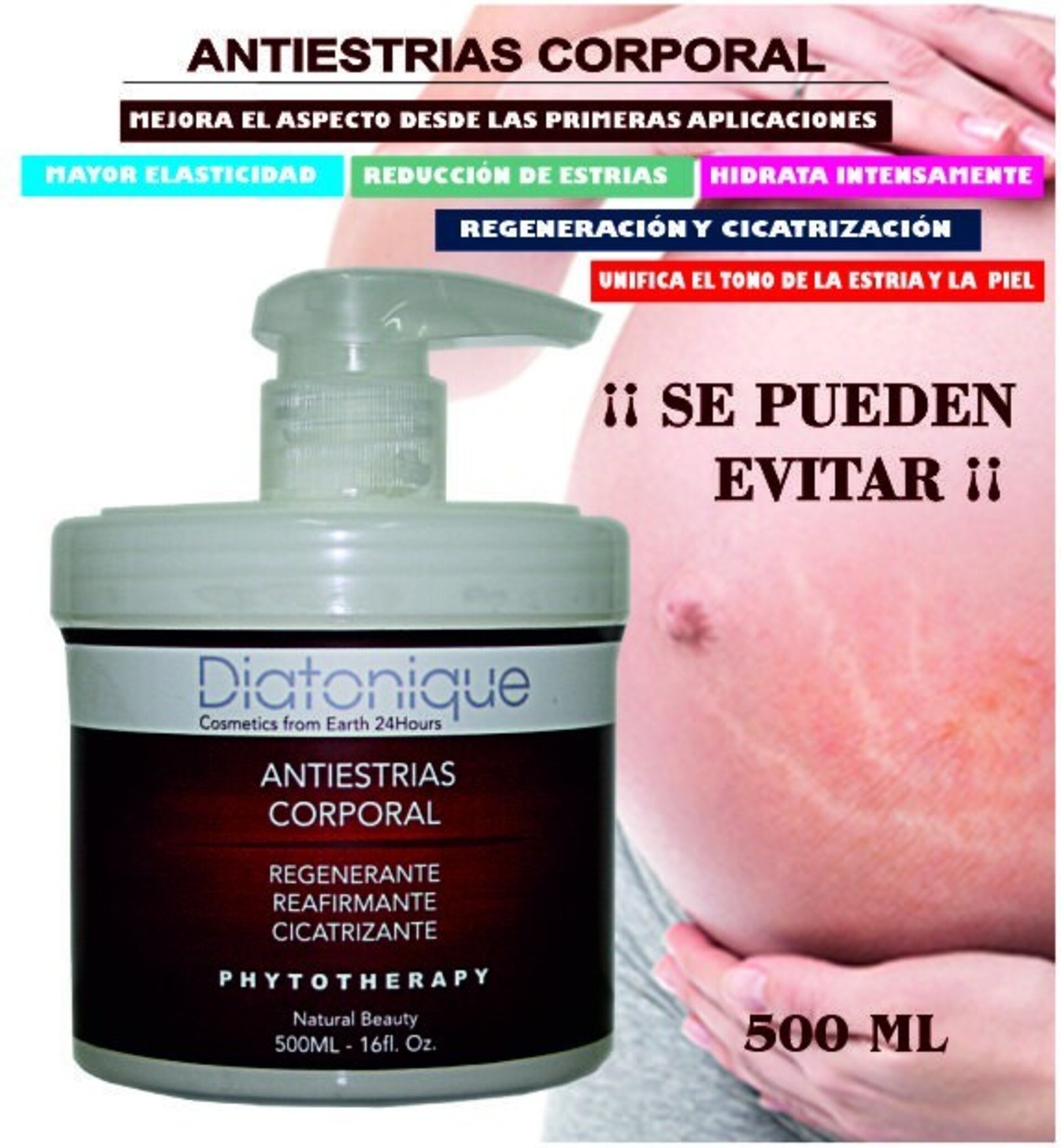 Diatonique Crema Anti-estrías 500 ml con aceites vegetales y células madre - 2