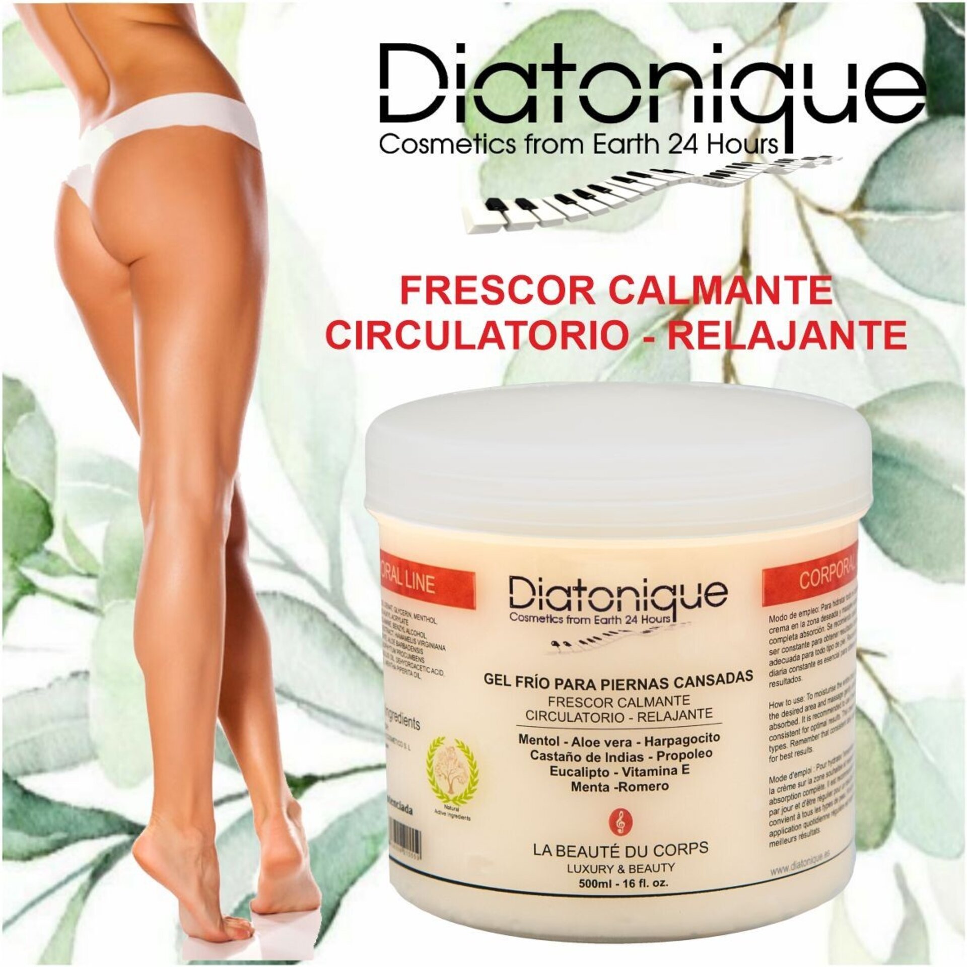 GEL FRÍO Piernas Cansadas Mas Plus Diatonique 500 ml - Alivio al Instante - 3