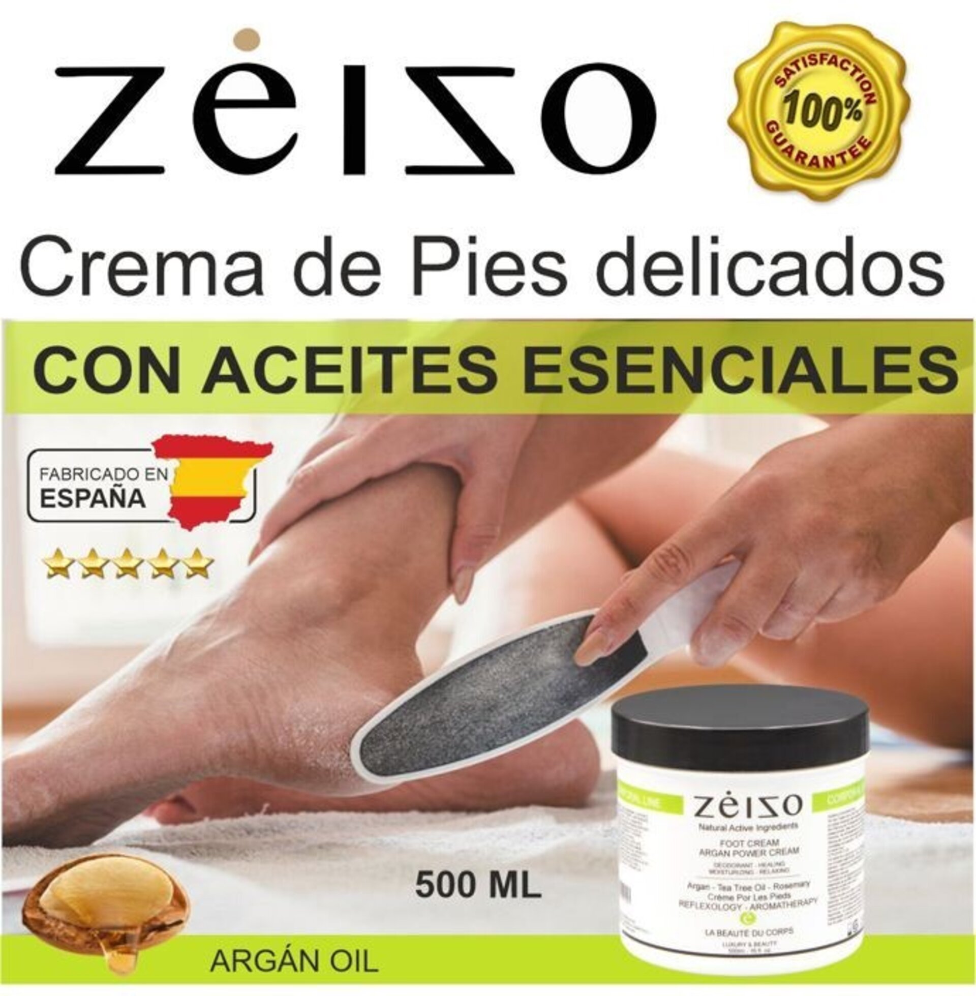 Crema de pies delicados con aceite de argán - Aromaterapia 500 ml Zeizo - 4