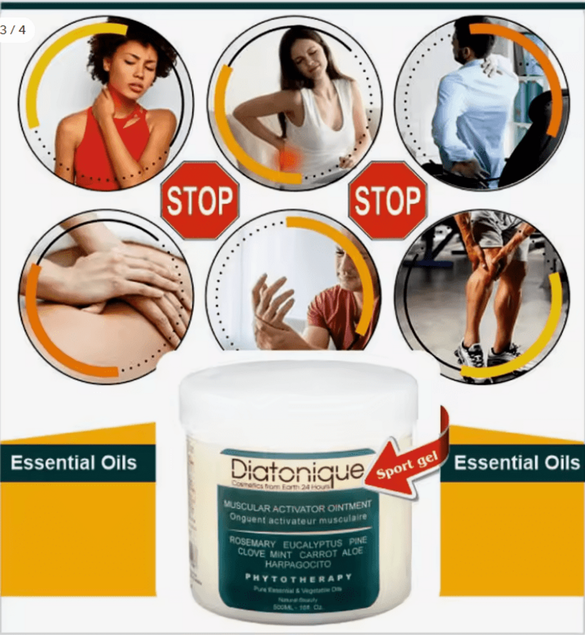Crema Muscular de calentamiento y entrenamiento 500 ml Diatonique - 4